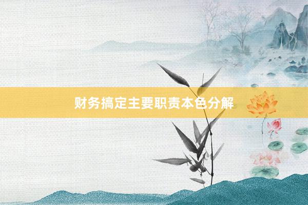财务搞定主要职责本色分解